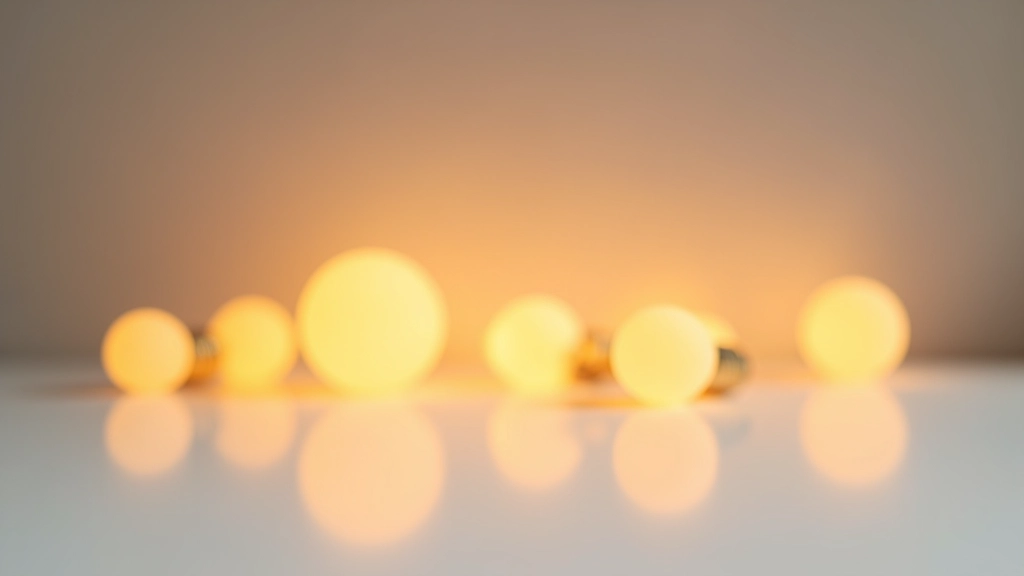 Selection of warm light bulbs displayed showing different Kelvin temperatures and colour variations