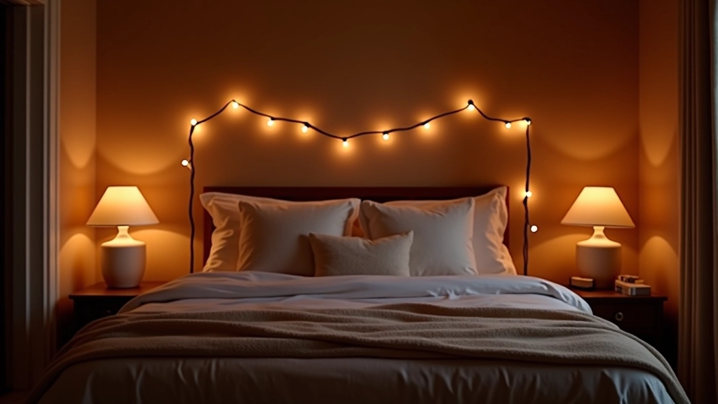 Cosy Scottish bedroom with warm bedside lamps, layered lighting, and soft ambient glow during evening