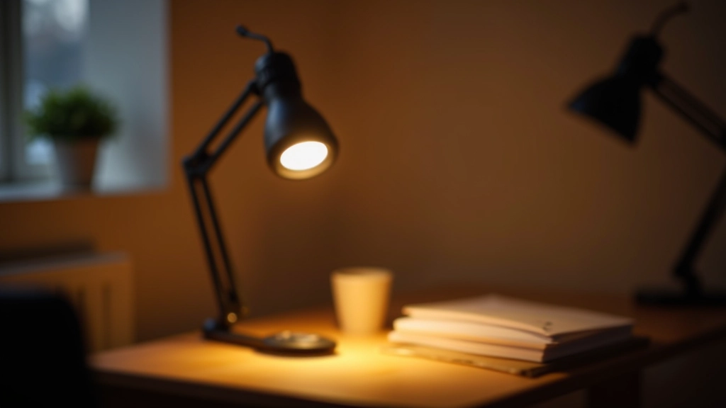 Task lighting setup with desk lamp and reading light in a London flat bedroom area