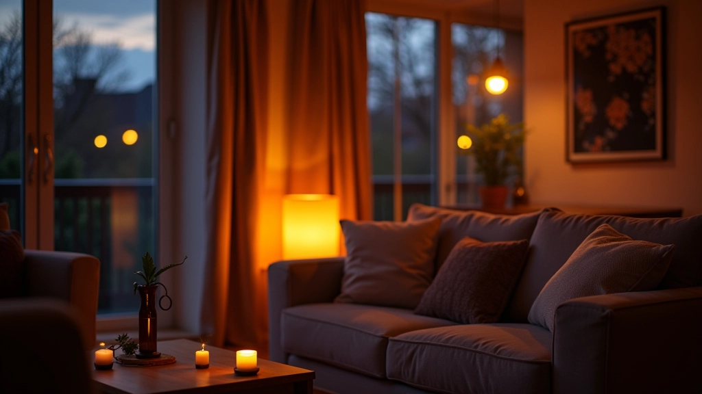 Modern living room with warm 2700K lighting creating a cosy atmosphere with comfortable seating and soft glow