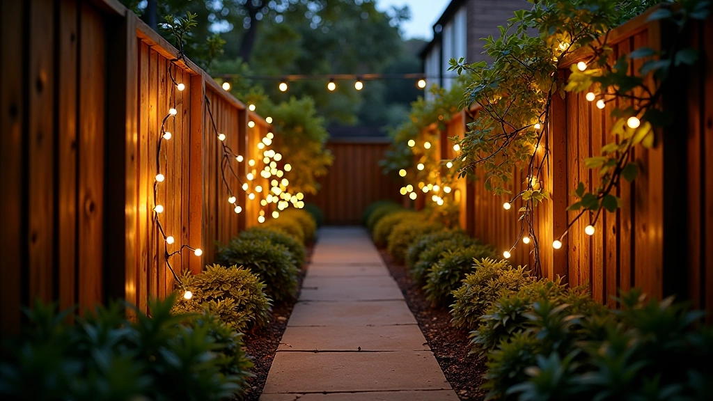 Garden with fairy light installation